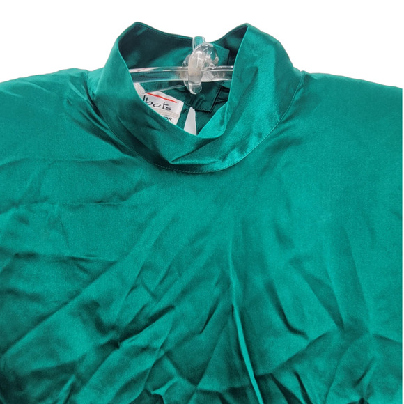 Talbots Vintage Petite Silk Satin Turtleneck Luxe Button Back Long Sleeve Blouse - Picture 6 of 15